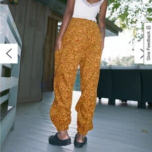 Urban Outfitters "Penelope" Yellow Floral Corduroy Jogger Barrel Pants Baggy S